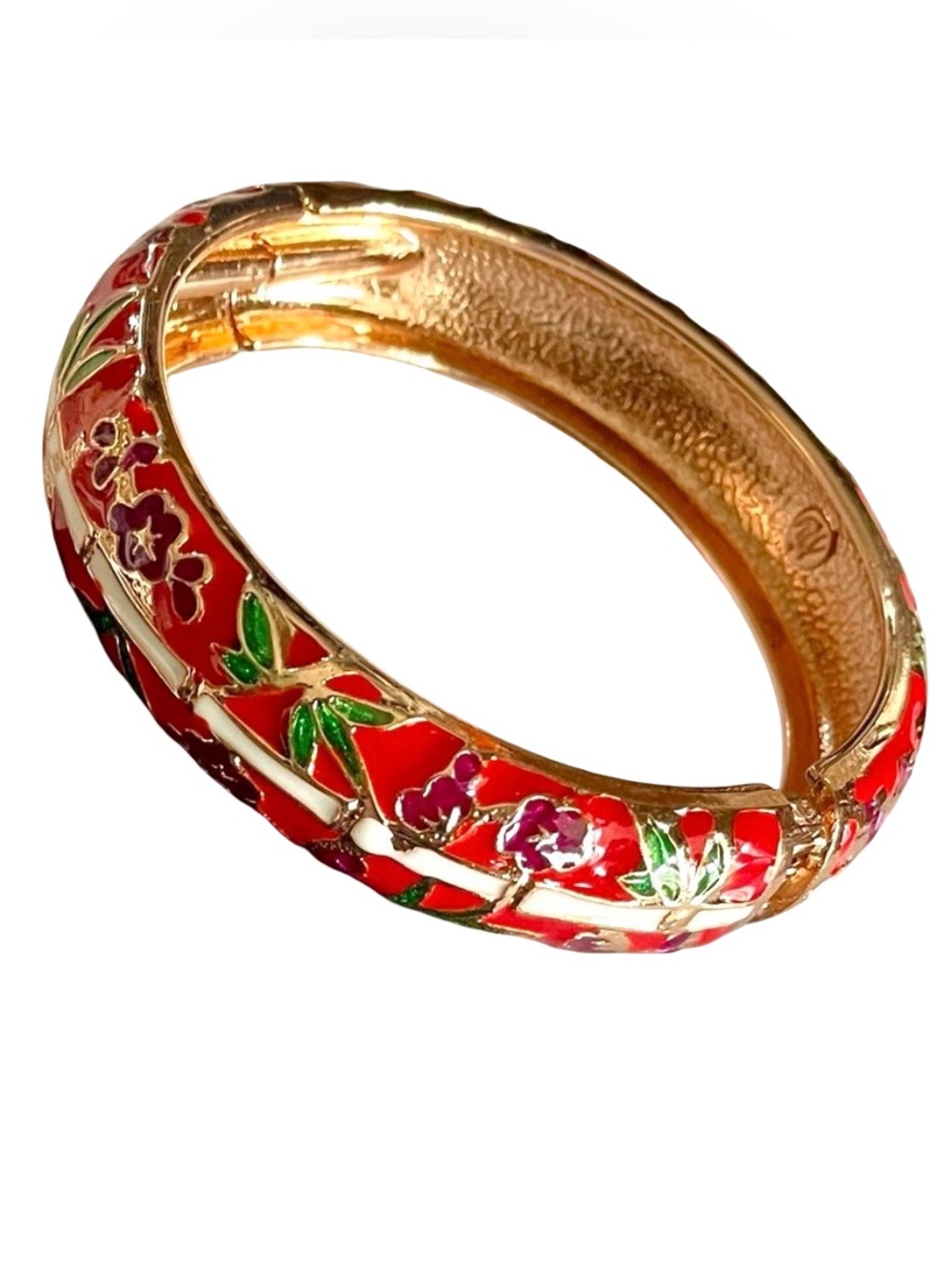 NWOT Hawaii Floral Hinged Bangle Bracelet